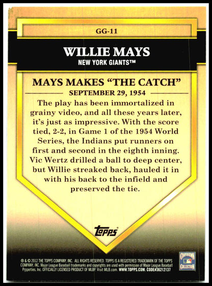 2012 Topps Golden Greats #GG-11 Willie Mays New York Giants