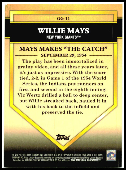 2012 Topps Golden Greats #GG-11 Willie Mays New York Giants