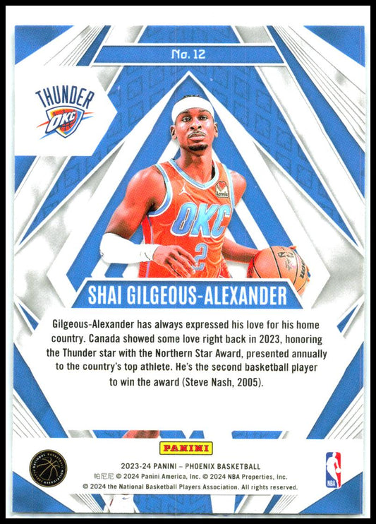 2023-24 Panini Phoenix Paragon #12 Shai Gilgeous-Alexander Oklahoma City Thunder