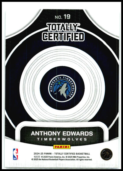 2024-25 Panini Totally Certified On Target #19 Anthony Edwards Minnesota