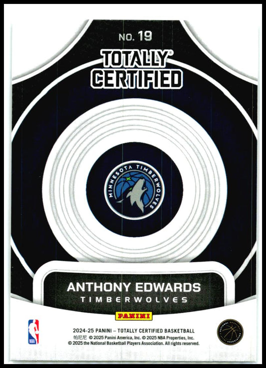 2024-25 Panini Totally Certified On Target #19 Anthony Edwards Minnesota