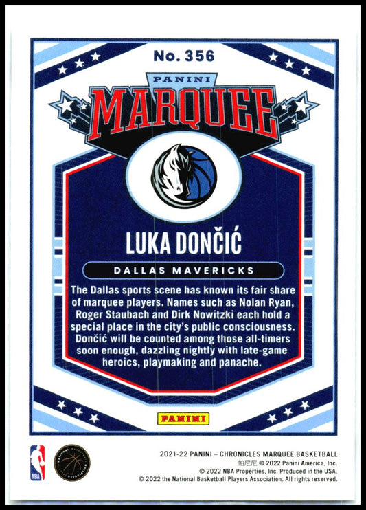 2021-22 Panini Chronicles #356 Luka Doncic Dallas Mavericks