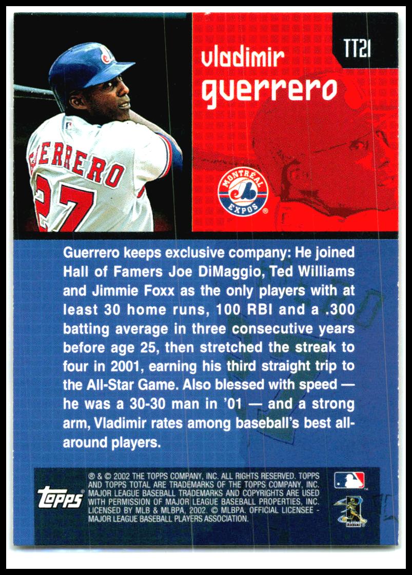 2002 Topps Total Topps Total #TT21 Vladimir Guerrero Montreal Expos