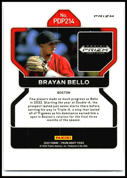 2022 Panini Prizm Draft Picks Neon Pink Velocity #PDP214 Brayan Bello Red Sox