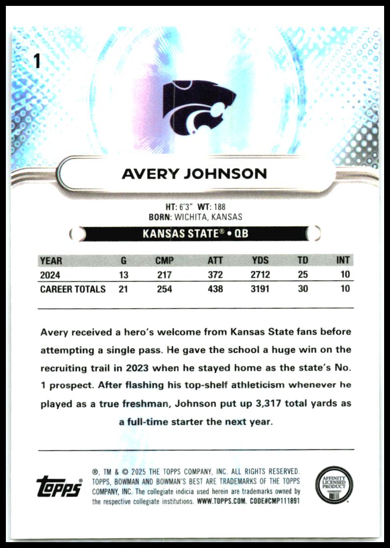 2025 Bowman University Best #1 Avery Johnson Kansas State
