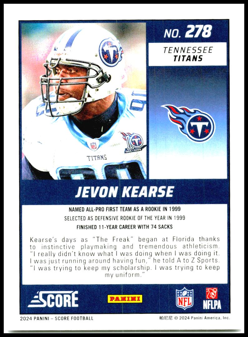 2024 Score Gold Zone #278 Jevon Kearse #/50 Tennessee Titans