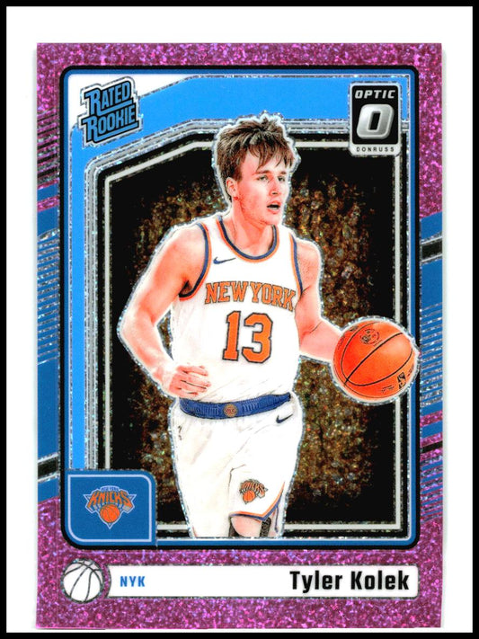 2024-25 Donruss Optic Pink Glitter #257 Tyler Kolek Rookie #/275 New York Knicks