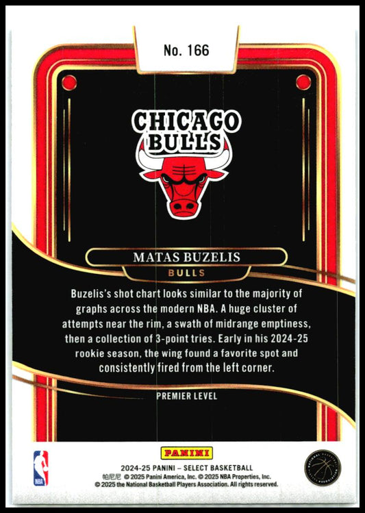 2024-25 Panini Select Blue Prizm #166 Matas Buzelis Rookie Chicago Bulls