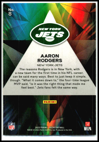 2023 Panini Prizm Prizmatic #8 Aaron Rodgers New York Jets