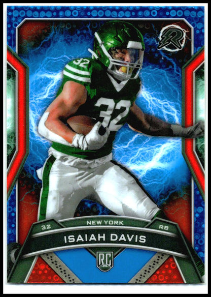 2024 Resurgence Blue & Orange Spark Refractor #169 Isaiah Davis Rookie Jets