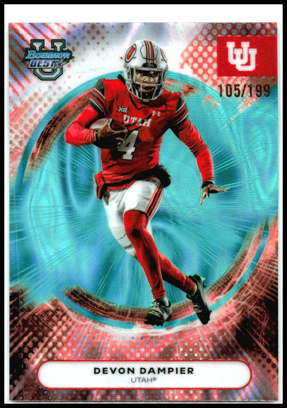 2025 Bowman University Best Aqua Lava #20 Devon Dampier #/199 Utah Utes