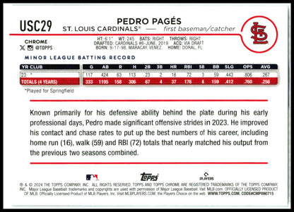 2024 Topps Chrome Update #USC29 Pedro Pages St. Louis Cardinals