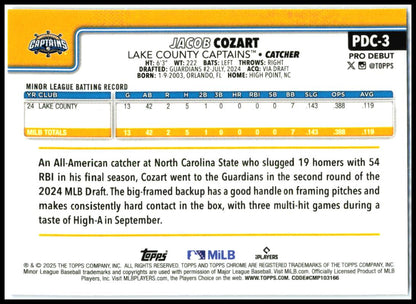 2024 Topps Pro Debut Chrome Purple Refractor /125 #PDC-3 Jacob Cozart Captains