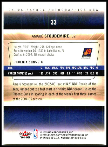 2004-05 SkyBox Autographics #33 Amare Stoudemire Phoenix Suns