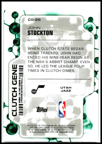 2025-26 Topps Chrome Clutch Gene #CG-26 John Stockton Utah Jazz