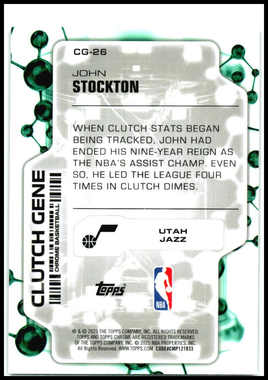 2025-26 Topps Chrome Clutch Gene #CG-26 John Stockton Utah Jazz