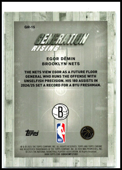 2025-26 Topps Chrome Generation Rising #GR-15 Egor Dëmin Brooklyn Nets