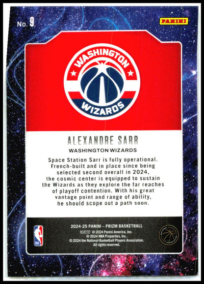 2024-25 Panini Prizm Deep Space #9 Alexandre Sarr Washington Wizards