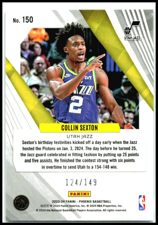 2023-24 Panini Phoenix Phoenix Green Ice #150 Collin Sexton #/149 Utah Jazz