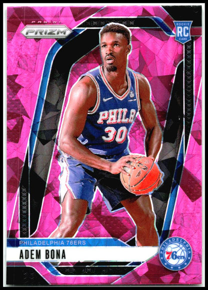 2024-25 Panini Prizm Prizms Pink Ice #267 Adem Bona Philadelphia 76ers
