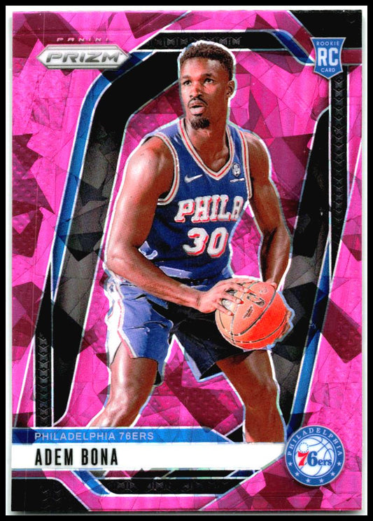 2024-25 Panini Prizm Prizms Pink Ice #267 Adem Bona Philadelphia 76ers