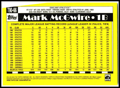 2025 Topps 1990 Topps 35th Anniversary #T90-66 Mark McGwire Athletics