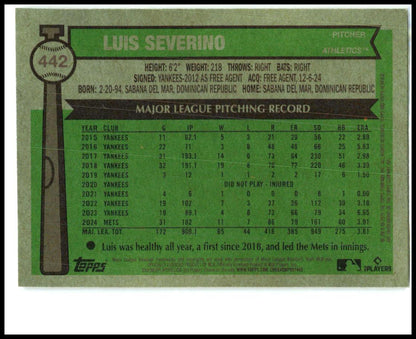 2025 Topps Heritage Chrome #442 Luis Severino Athletics