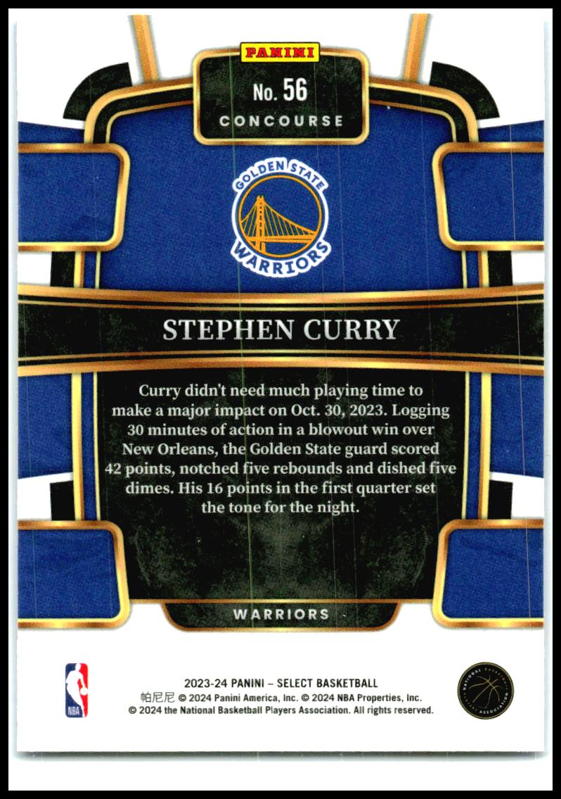 2023-24 Panini Select Blue #56 Stephen Curry Golden State Warriors