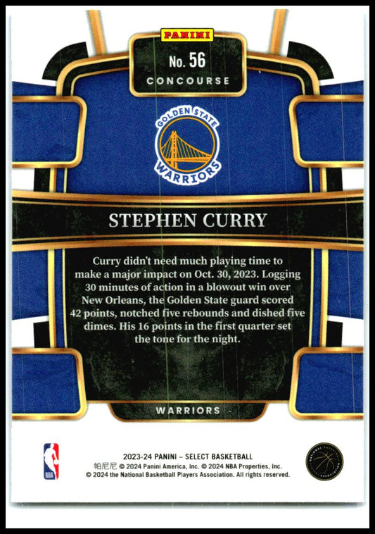 2023-24 Panini Select Blue #56 Stephen Curry Golden State Warriors