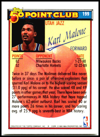 1992-93 Topps #199 Karl Malone Utah Jazz