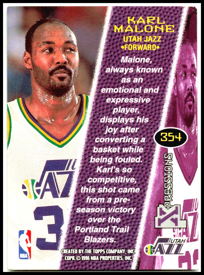 1995-96 Stadium Club #354 Karl Malone Utah Jazz