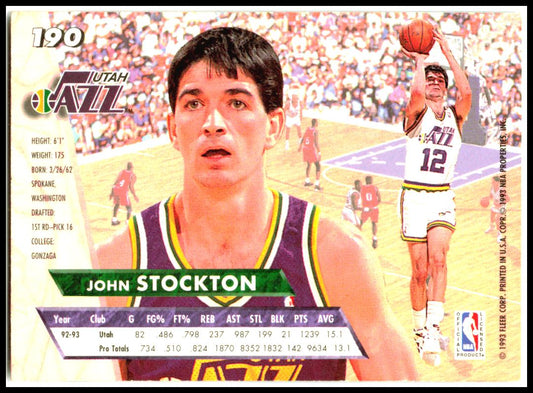 1993-94 Ultra #190 John Stockton Utah Jazz