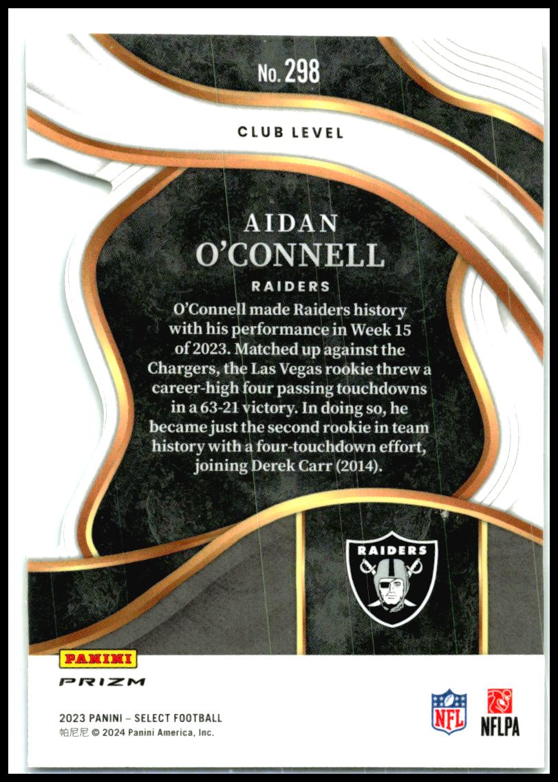 2023 Select Red and Yellow Prizms Die Cuts #298 Aidan O'Connell Rookie Raiders