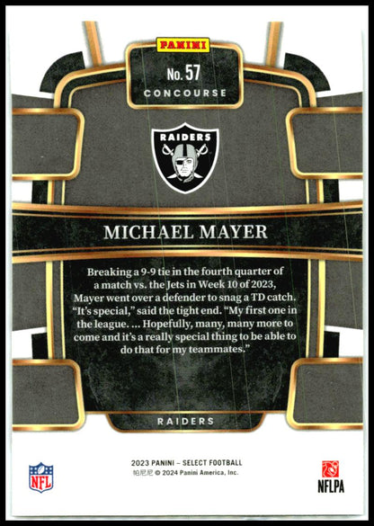 2023 Panini Select #57 Michael Mayer Las Vegas Raiders