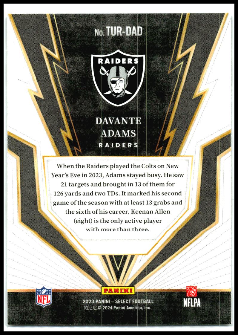 2023 Panini Select Turbocharged #TUR-DAD Davante Adams Las Vegas Raiders