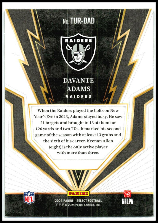 2023 Panini Select Turbocharged #TUR-DAD Davante Adams Las Vegas Raiders