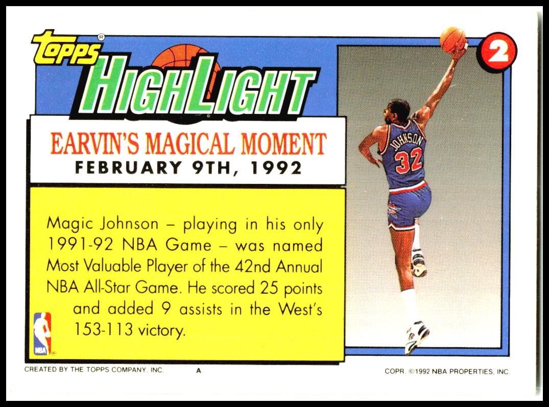 1992-93 Topps #2 Magic Johnson Los Angeles Lakers