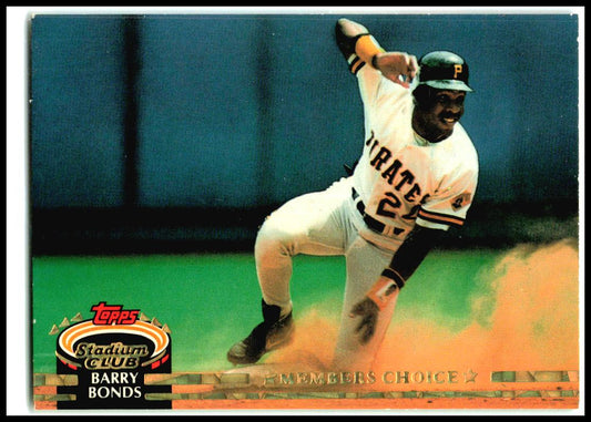 1992 Stadium Club Members choice #604 Barry Bonds Pittsburgh Pirates