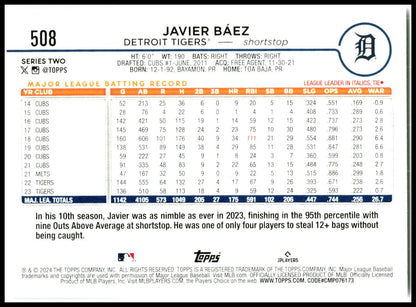 2024 Topps #508 Javier Báez Detroit Tigers