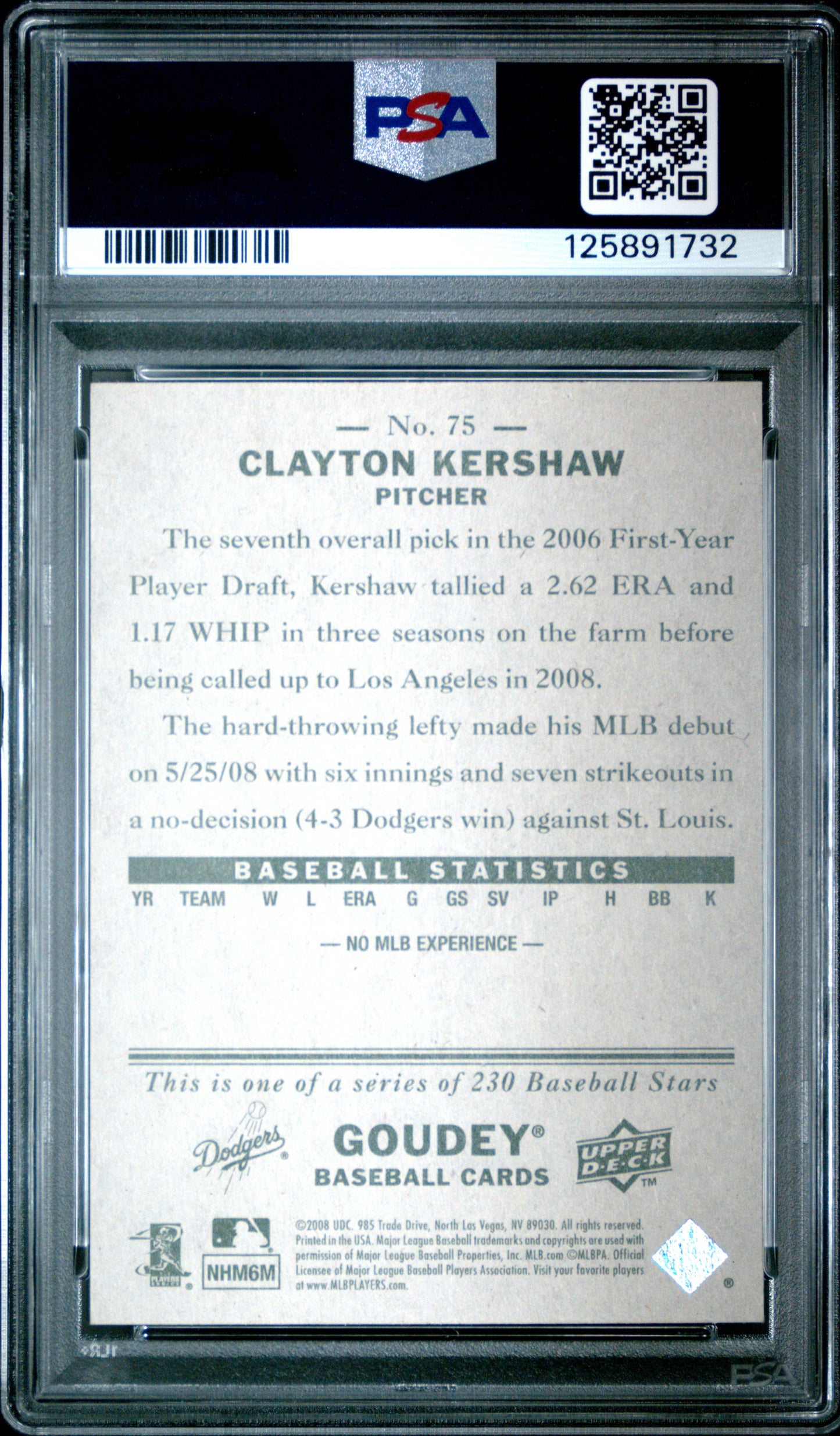 2008 Upper Deck Goudey #75 Clayton Kershaw