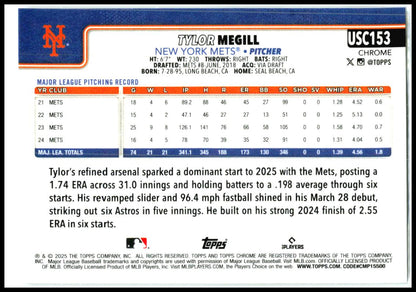 2025 Topps Chrome Update Sepia Refractors #USC153 Tylor Megill New York Mets