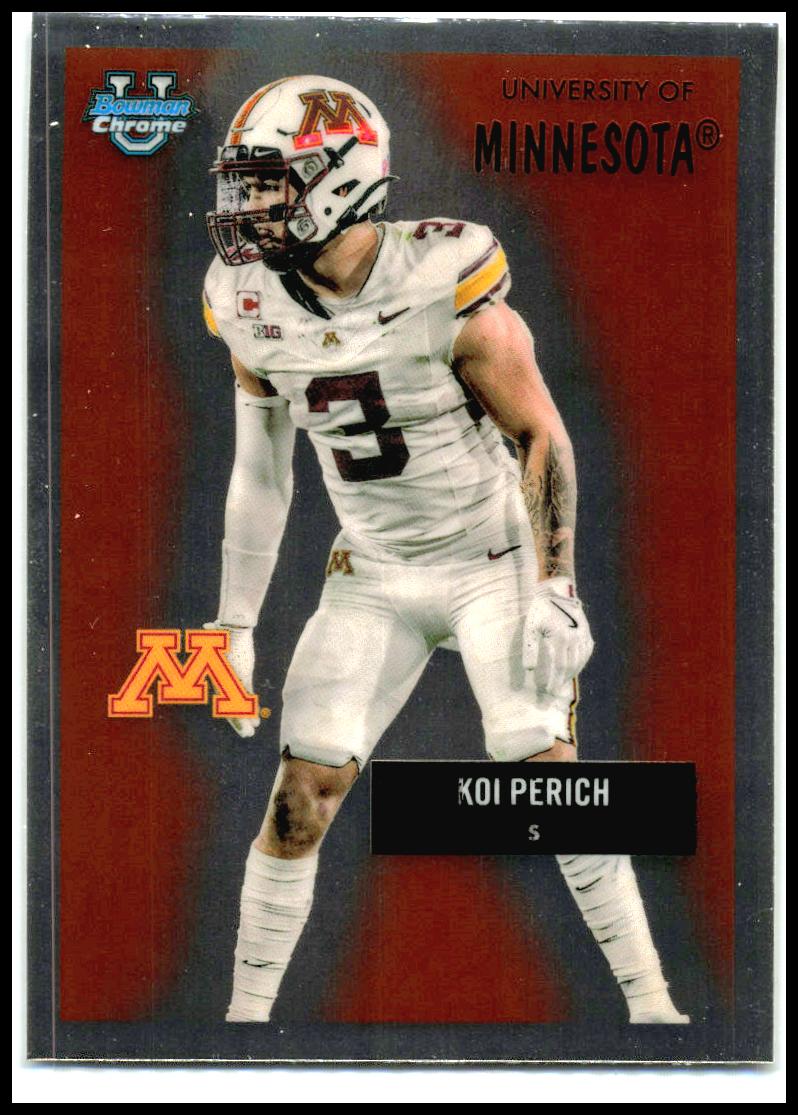 2025 Bowman University Chrome 1955 Bowman Football #55AV-18 Koi Perich Minnesota