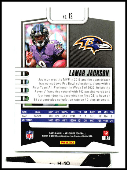2023 Panini Absolute Green #12 Lamar Jackson Baltimore Ravens