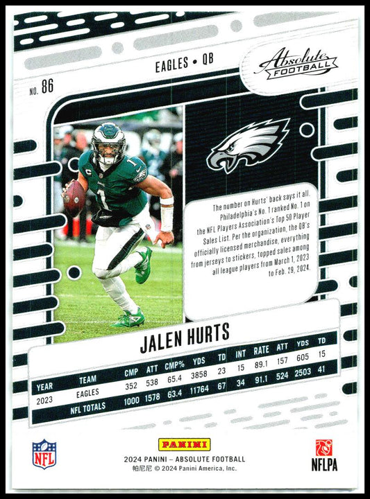 2024 Panini Absolute Retail #86 Jalen Hurts Philadelphia Eagles