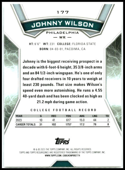 2024 Topps Resurgence #177 Johnny Wilson Rookie Philadelphia Eagles