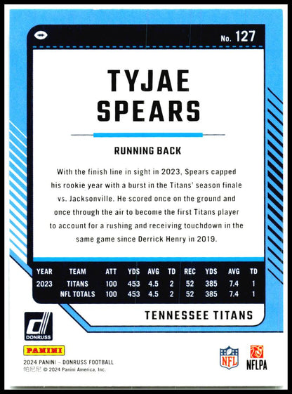 2024 Donruss #127 Tyjae Spears Tennessee Titans