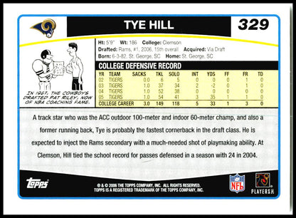 2006 Topps #329 Tye Hill Rookie St. Louis Rams