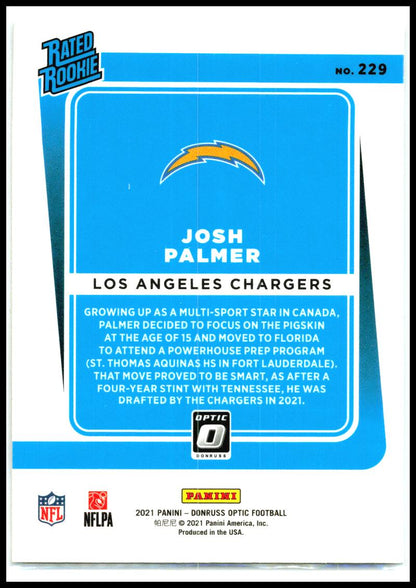 2021 Donruss Optic #229 Josh Palmer Rookie Los Angeles Chargers