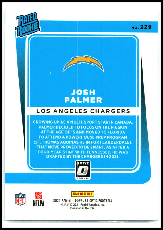 2021 Donruss Optic #229 Josh Palmer Rookie Los Angeles Chargers