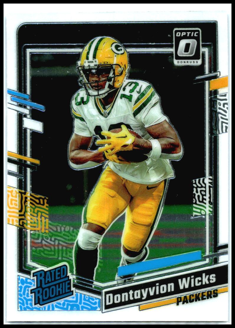 2023 Donruss Optic #249 Dontayvion Wicks Rookie Green Bay Packers